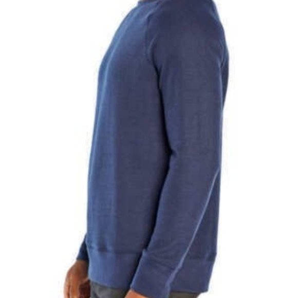 NWT1563 Banana Republic Men’s Waffle Crew Sweatshirt, Mid-weight (Navy) - Picture 3 of 4